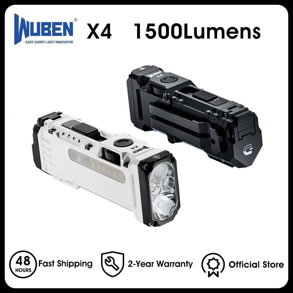 WUBEN X4 EDC Flat RGB Light, 1500 Lumens Mini Flashlight with Tactical Switch and Magnetic, IP68 Portable Pocket X260120