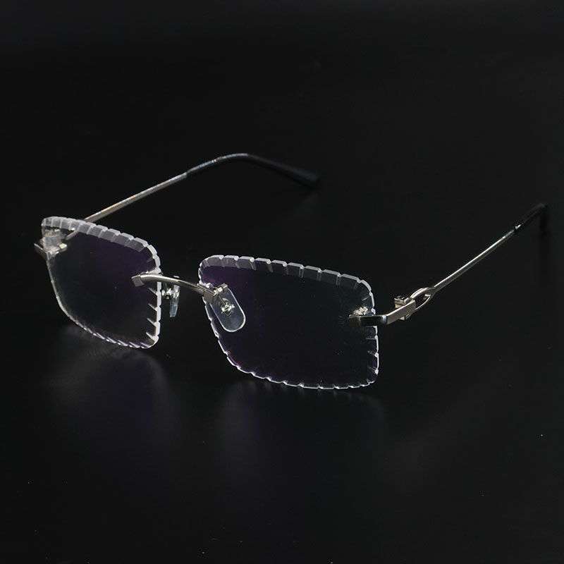 Unisex Diamond Cut Lens Rimless Metal Frame Glasses - Classic Square Shape with Adjustable Nose Pads | Premium Material & Comfortable Fit Male and Female 18K Gold Optical