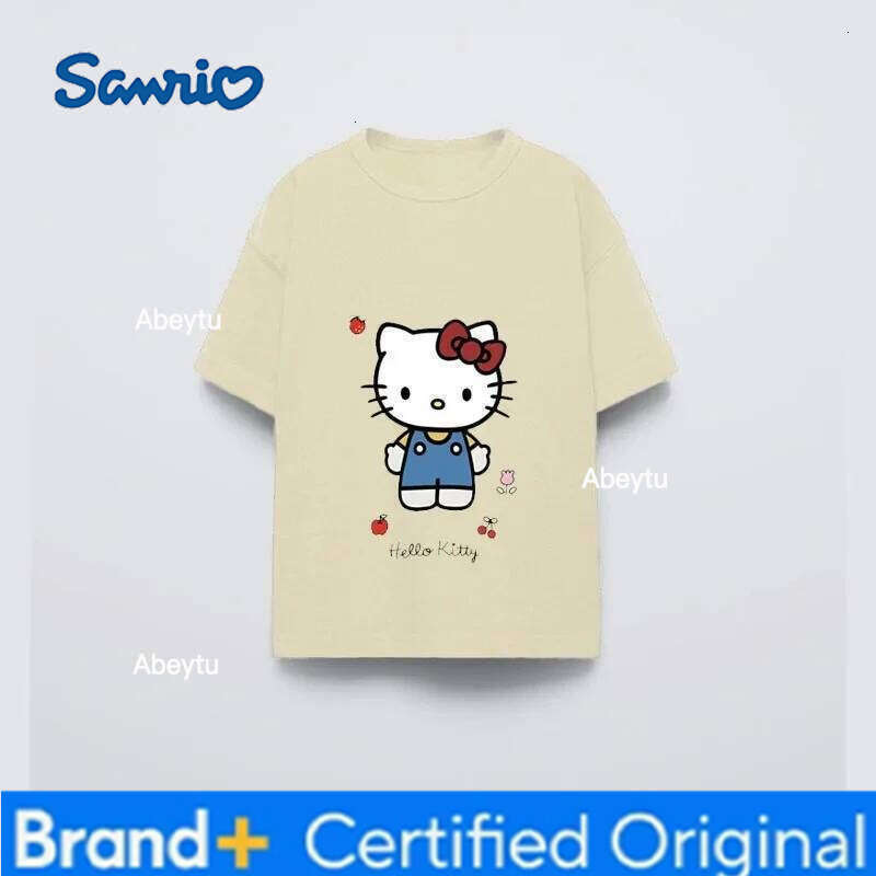 Sanrio Children Clothes Short Sleeve Tees Tops Print Hello Kitty Cute Girls T-shirt Loose Casual Crewneck Kids T Shirts Cartoon Fashion H2601201