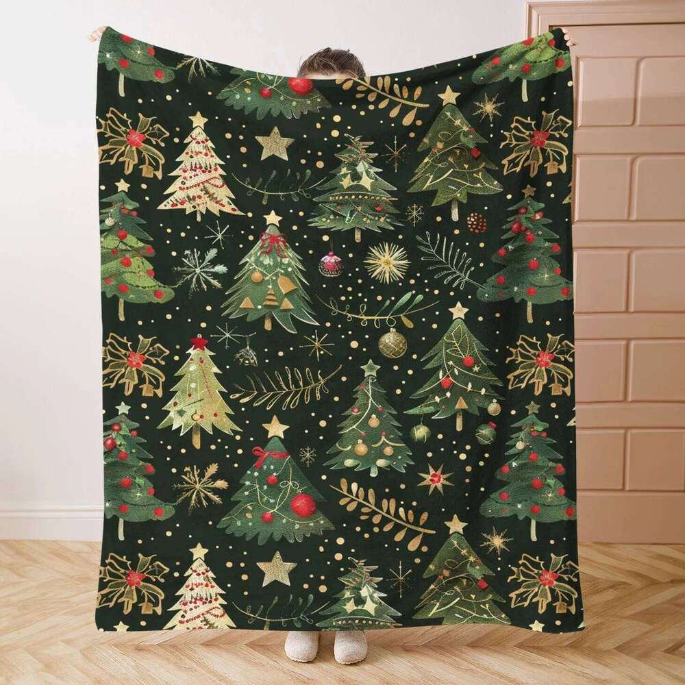 Vintage Christmas tree Pattern Flannel Soft Warm Afternoon Nap Suitable For Sofa Office Camping Travel Versatile Blanket W260120