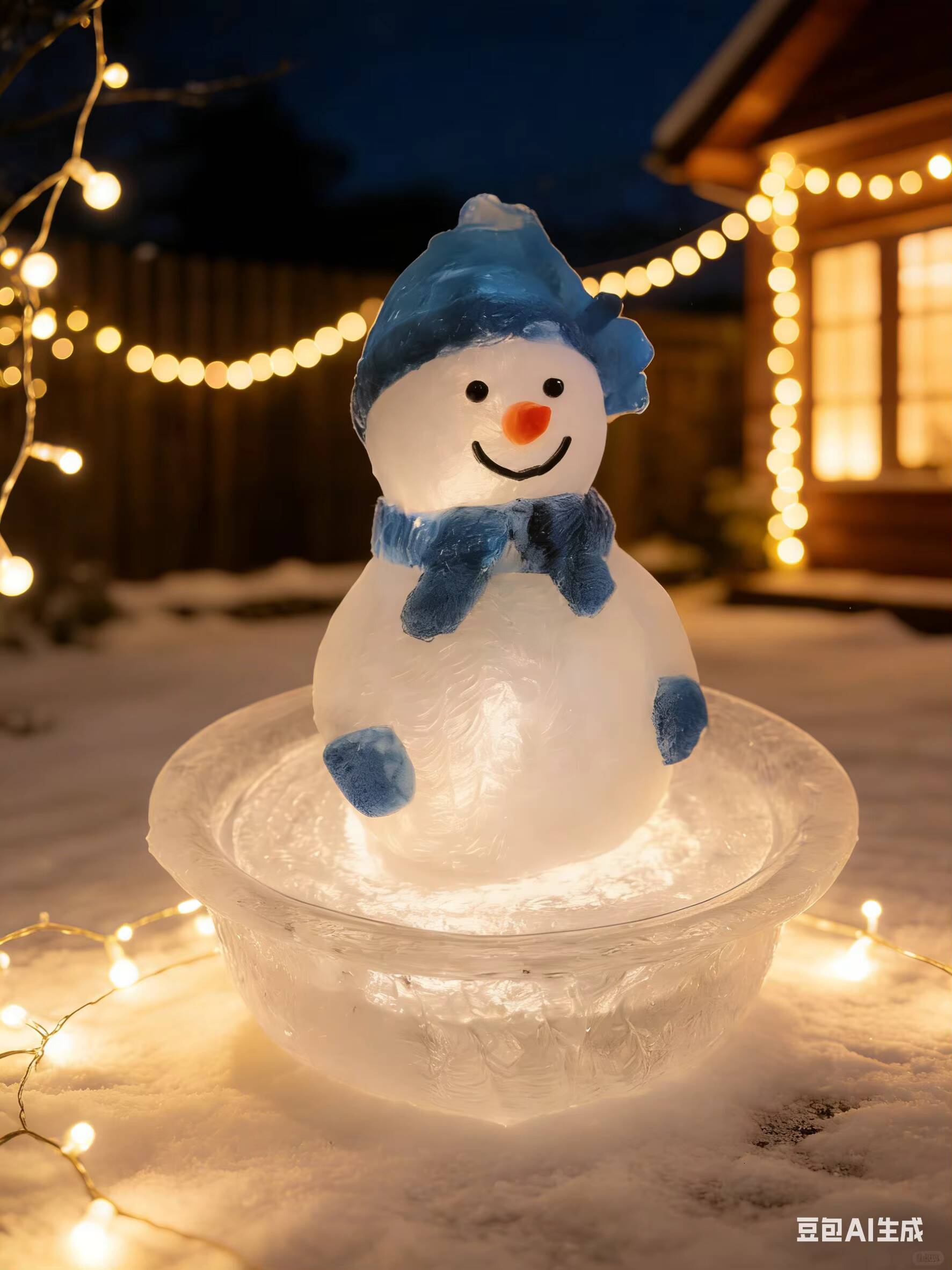 USB Powered Snowman - Romantic LED Fountain Night Light for Christmas