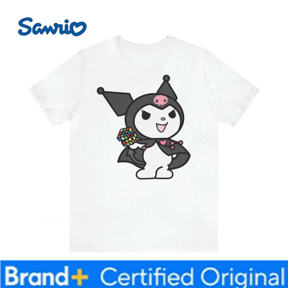 Sanrio Womens Kuromi Pattern T-Shirt Cotton Classic Short Sleeve Unisex Streetwear Oversized Loose Casual Stylish H260120