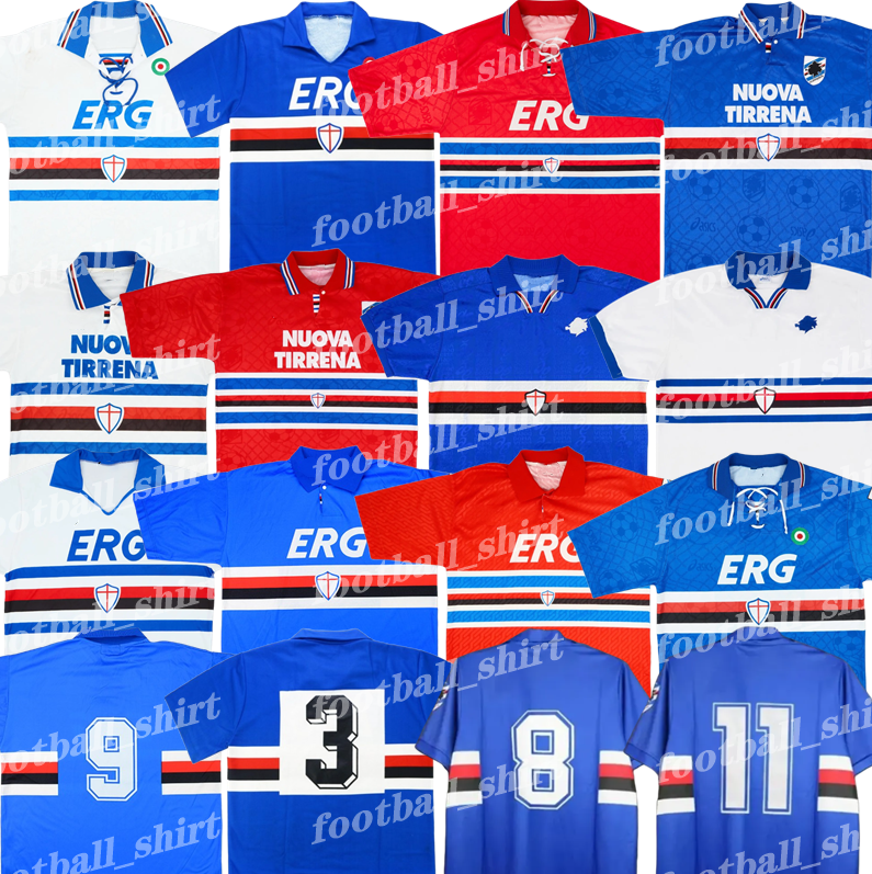 1990 91 UC Sampdoria Retro soccer jerseys 88 89 91 92 93 94 95 00 01 15 16 Mancini Vialli Bonazzoli Candreva Mancini Cerezo Lombardo classic kids mens football shirt