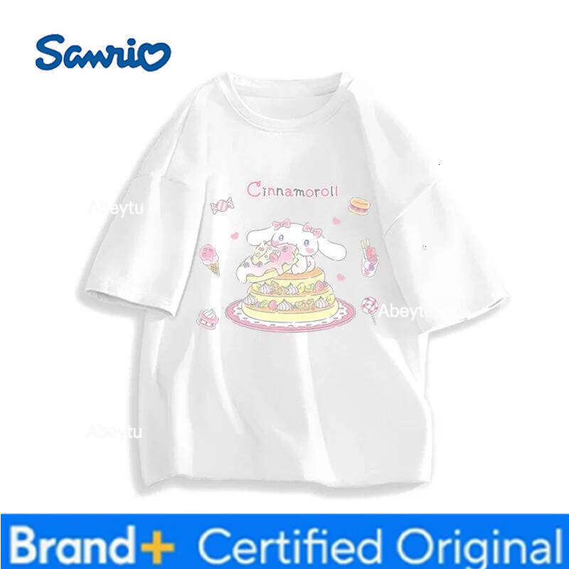 Sanrio Sanliou Yugui Same Style Middle Aged Children's Short Sleeved T-shirt Summer Big Ear Dog Cinnamoroll Clothes H260120