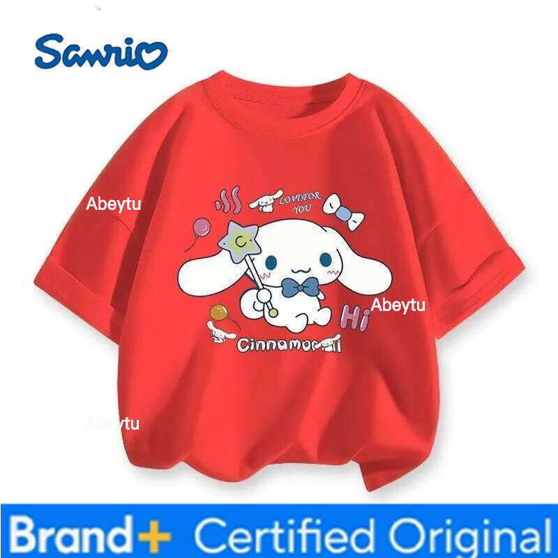 Sanrio Limited Time Special New Cinnamoroll Kids T-shirt Crew Neck Loose Breathable Sweat-wicking Comfortable Casual Tops H260120