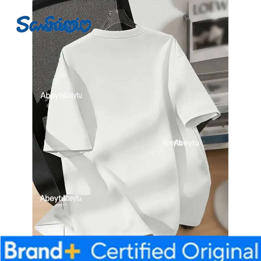 Sanrio Printed Shoulder Down Short Sleeved Round Neck Casual Pure Cotton Comfortable T-Shirt, Spring And Summer Women's Clothing H260120