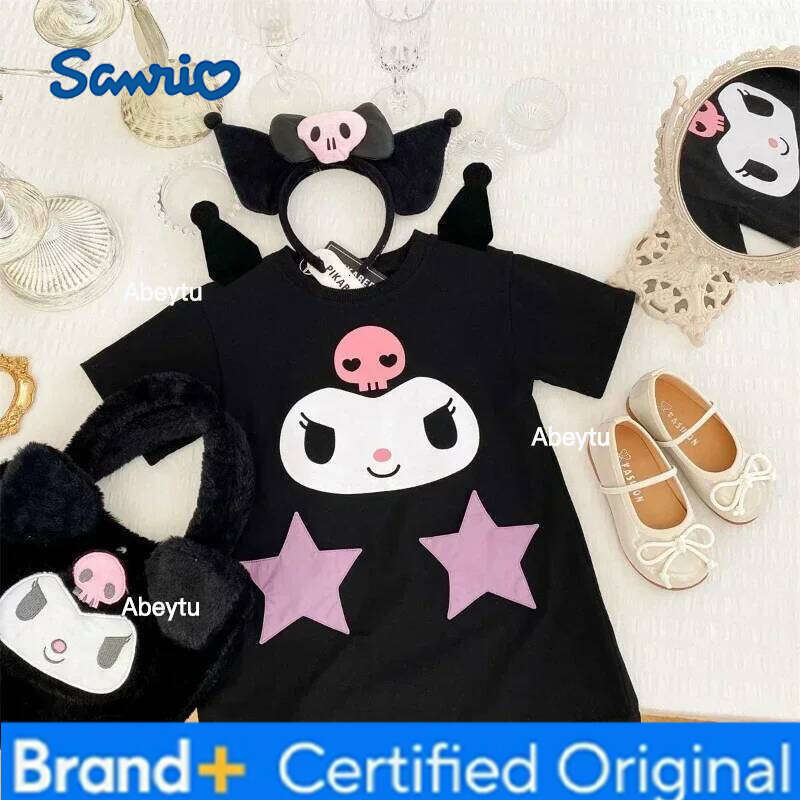 Sanrio Summer Baby Girl Short Sleeve Toddler Dress Cute Kuromi Print Kids Vestidos Cartoon Newborn Dresses Clothing 0-8 Years H260120