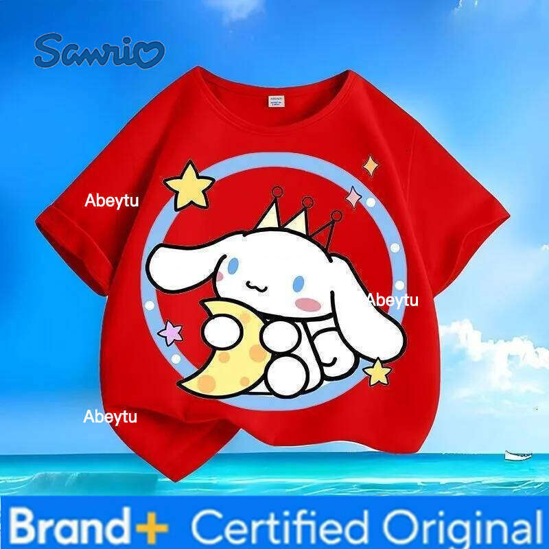 Sanrio Limited Time Special Offer Summer Kuromi Cinnamoroll Kids T-shirt Comfort Loose Breathable Machine Washable Low Maintenance Tops H260120