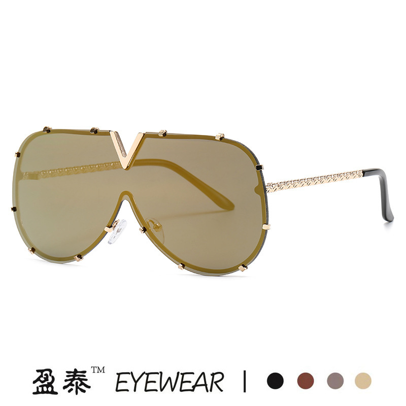 Luxury Brand Designer Sunglasses Unique Trendy Unisex V8 Sunglasses European And American Style Fashion Glasses One-Piece Unique Sunglasses Wholesale