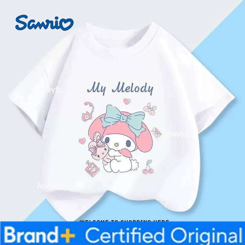 Sanrio HelloKitty My Melody Girl Short sleeve Boy t-shirt Pure cotton Cartoon Sweet and cute Jacket Children's clothing Kids H260120