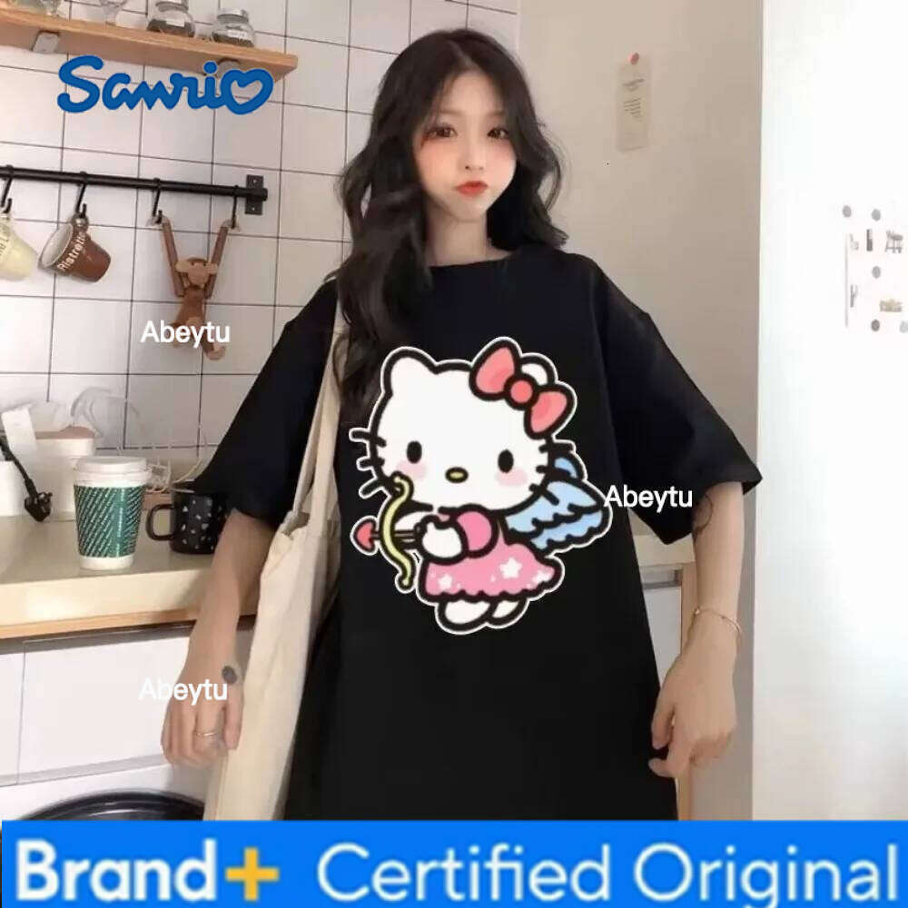 Sanrio MINISO Fashion New Hello Kitty Women's Cute Top Super Neutral Couple Trendy Harajuku Plus Size T-shirt H260120