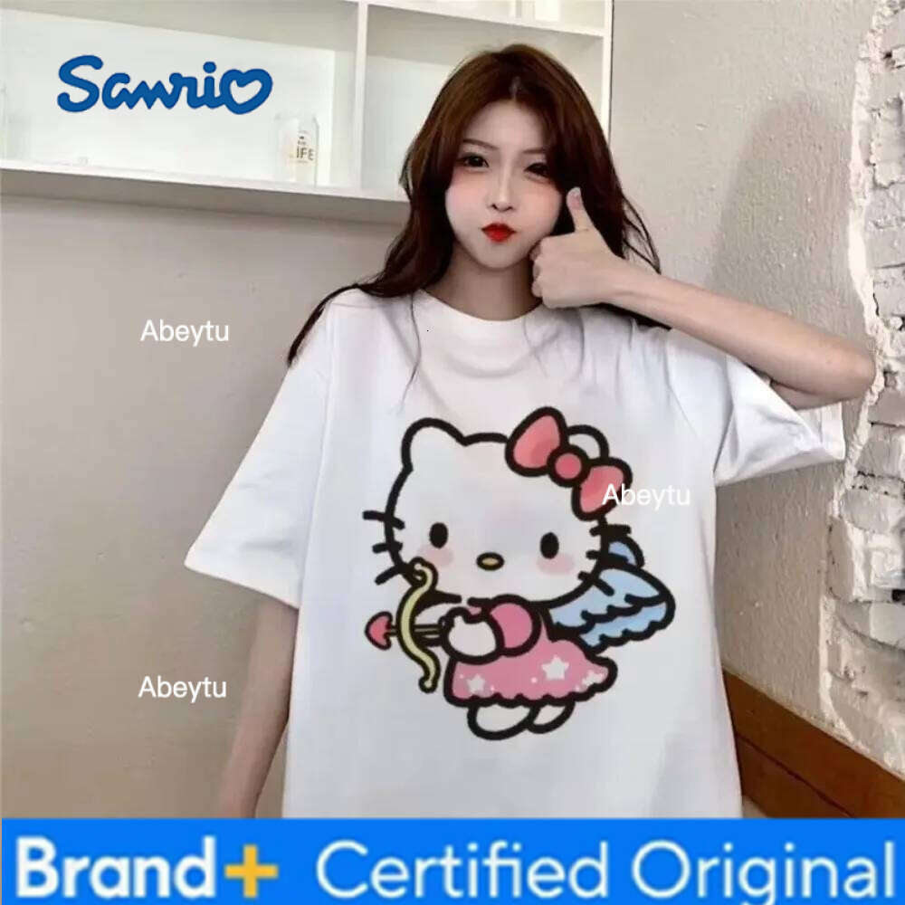 Sanrio MINISO Fashion New Hello Kitty Women's Cute Top Super Neutral Couple Trendy Harajuku Plus Size T-shirt H260120