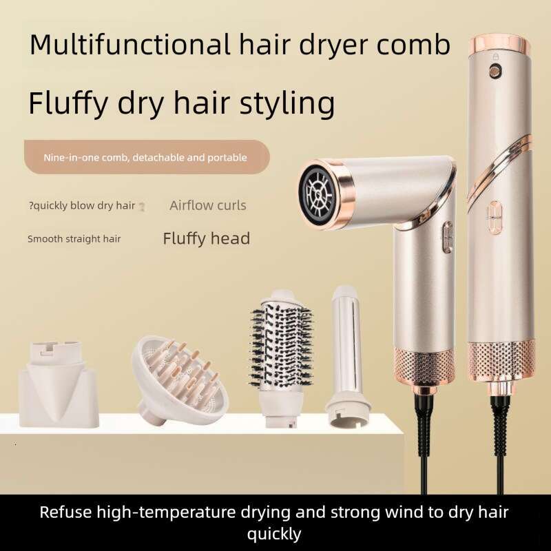 Famous Brand Cross Border Foldable Plasma Household Hot Air Set Multi Function Hair Dryer Comb Curling Iron CKS