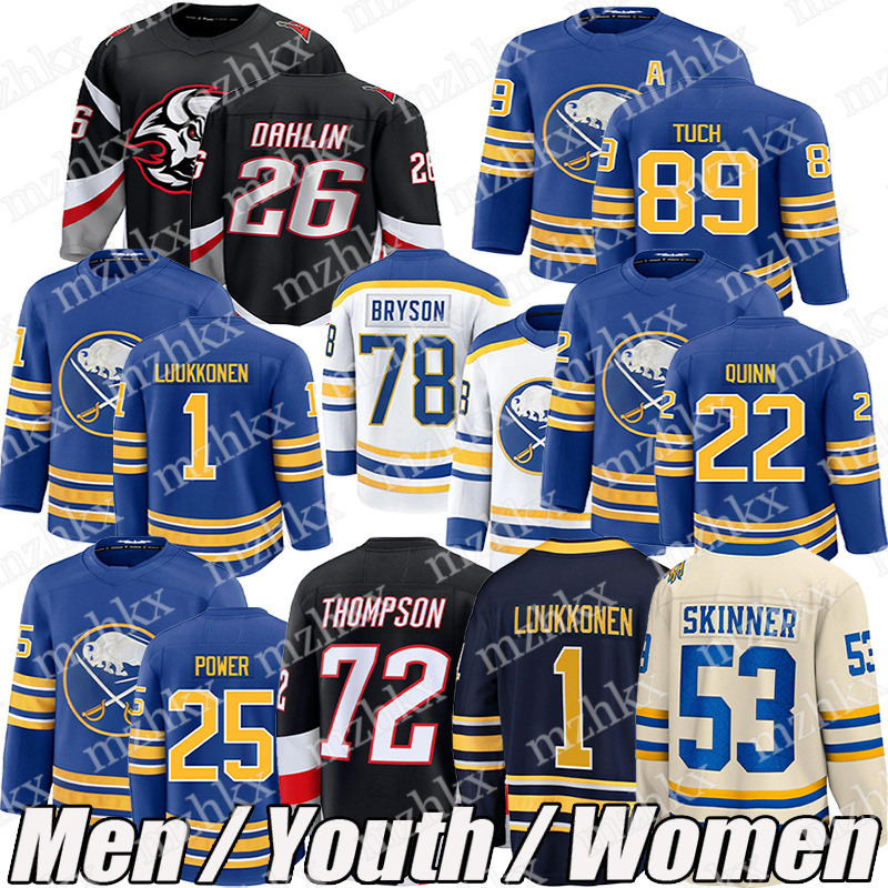 #72 Tage Thompson BuffaloES sabres hockey jersey #26 Rasmus Dahlin Ukko-Pekka Luukkonen Jack Quinn Power Byram Greenway Alex Tuch Peyton Krebs Zach Benson jerseys