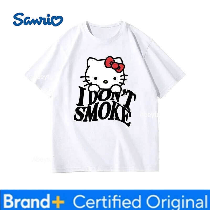 Sanrio HelloKitty Sweet and Cute Printed Summer Children's Parent Child Outdoor Leisure Street Fashion T-shirt H260120