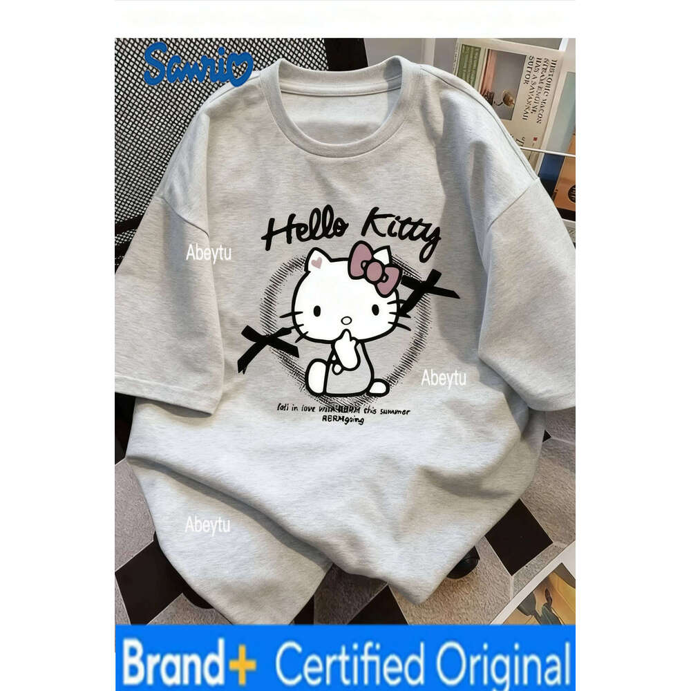 Sanrio 2025 Hello Kitty Printed Short Sleeved Women's Cotton Cute Daily Unisex Top Children's Loose Casual Versatile T-shirt H260120