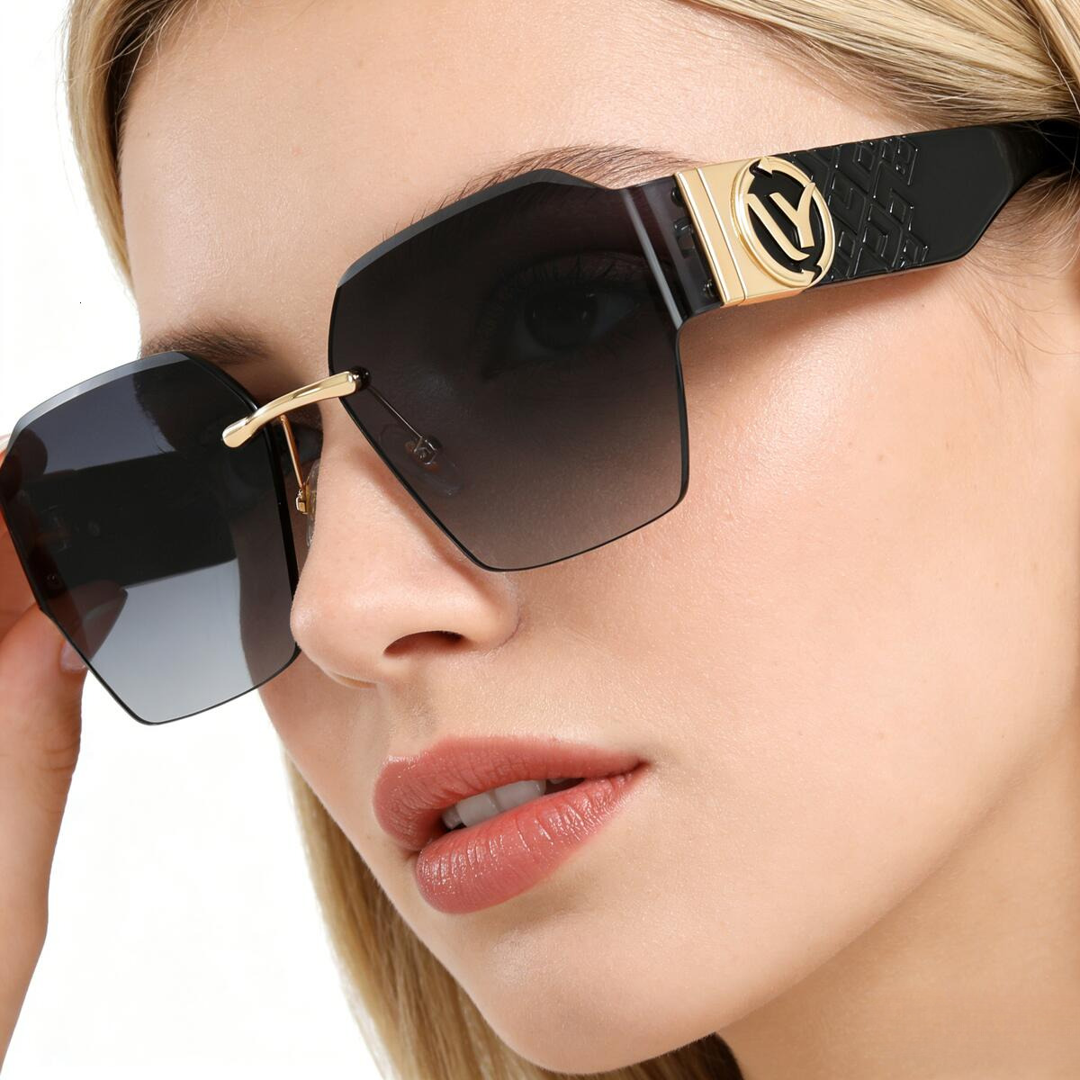 Luxury Brand Designer Sunglasses New Fashion Trend Polygonal Frameless Cut Edge Sunglasses European And American Trade Sunglasses Internet Celebrity Hot Item Ins