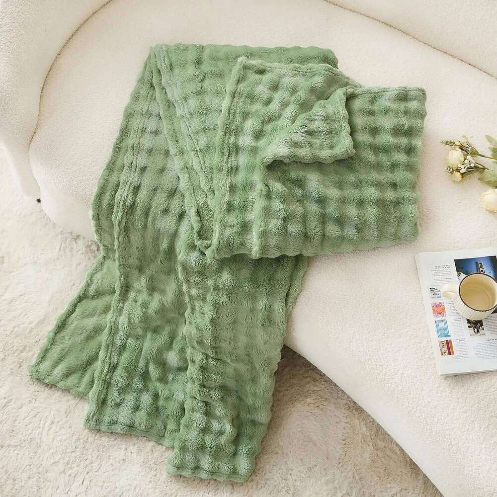 Sage Green Fleece Throw Super Soft Lightweight Fuzzy for Bedroom Home Decor Cozy Fluffy Bubble Blanket Gift W260120