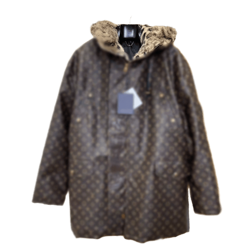 26ss designer autumn and winter new fashion trend high-quality retro casual high-end letter hooded fur collar medium long loose leather unisex Parker women's coat s-xl