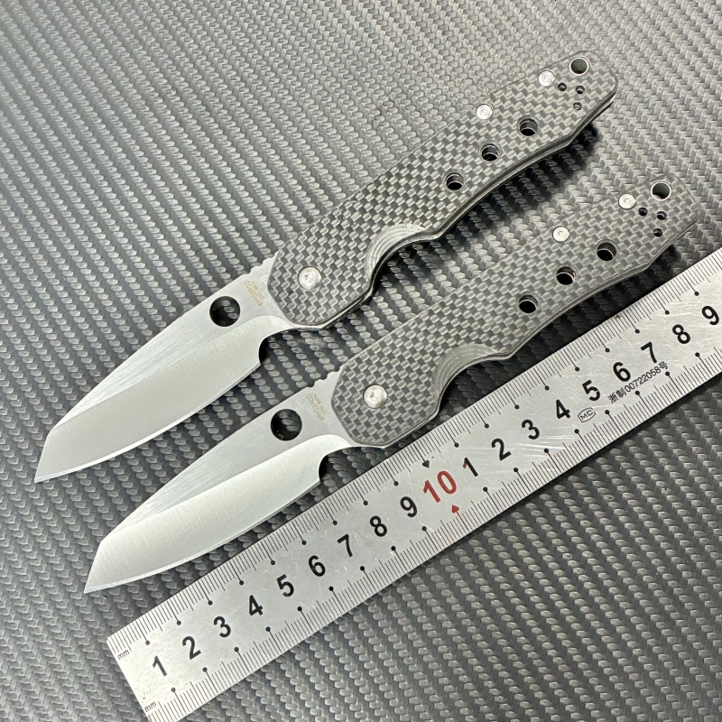 Large SMF carved Strider Logo D2 titanium carbon fiber copper washer folding knife outdoor camping fishing EDC tool