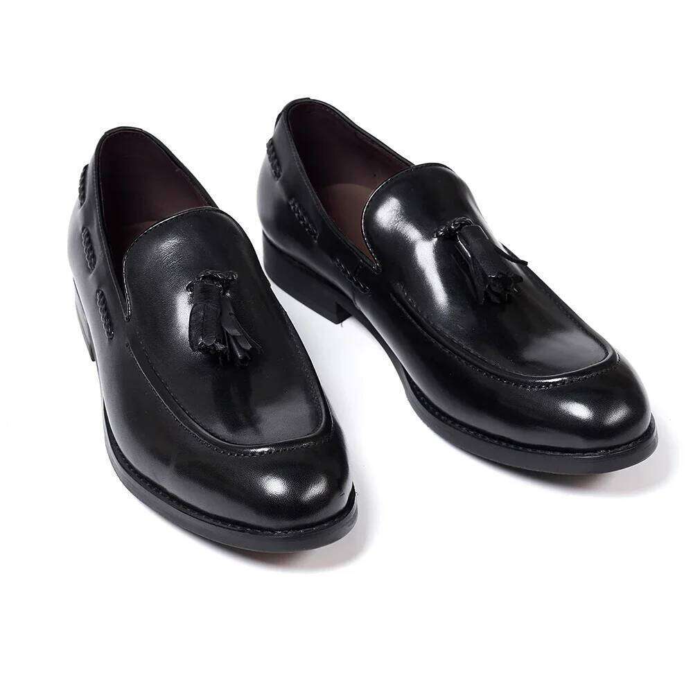 Classic Men's Genuine Leather Tassel Loafers Handmade Slip-On Casual Shoes Comfortable for Office Wedding Dressing Daily Wear XJ260120