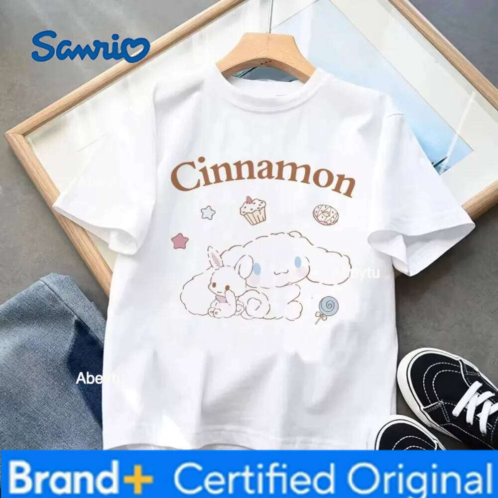 Sanrio MINISO Cinnamoroll Japan Anime Kawaii Men and Women T-shirt Street Casual Fashion Sports Loose Cotton Short Sleeve Comfortable H260120