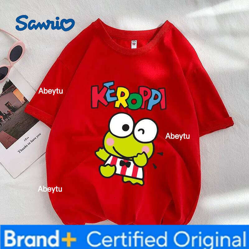 Sanrio Summer New Original Cute Keroppi Cartoon Print T-shirt Men's and Women's Same Loose Casual Versatile Short-sleeved Top H260120
