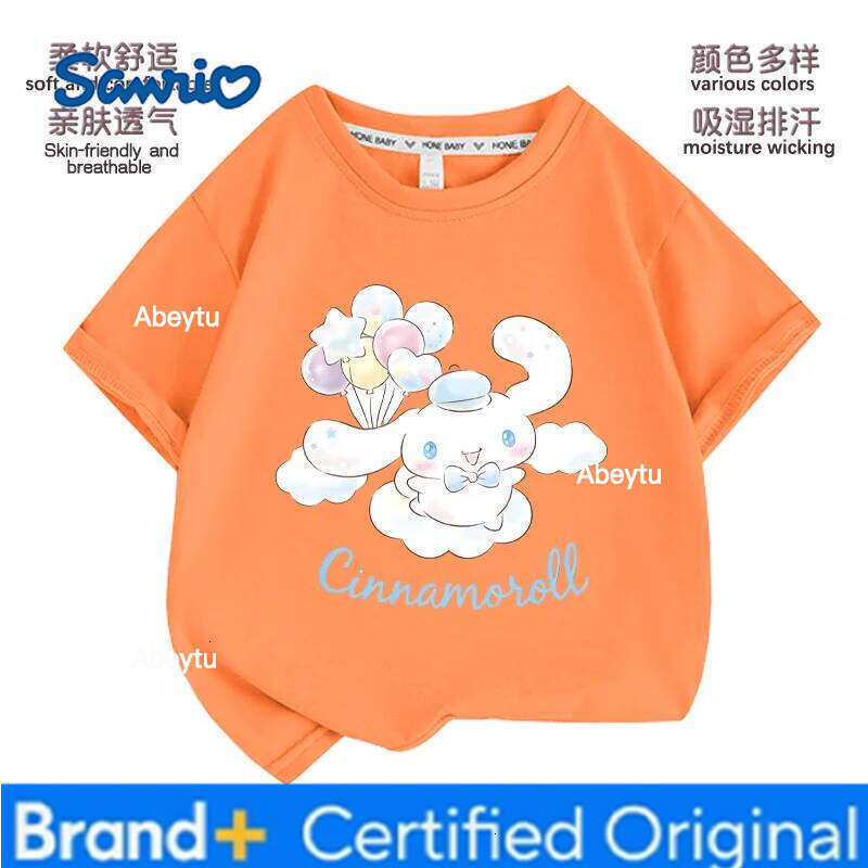 Sanrio Summer Baby Girls 100% Cotton Clothes Kid Children Boy Cute Cinnamoroll Printed T-shirts Cartoon Short Sleeve Top Outfits H260120
