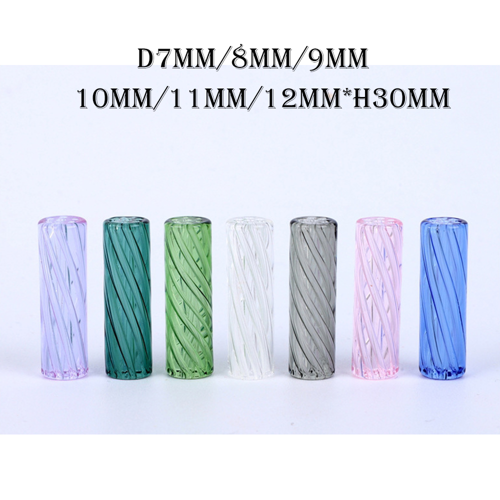 Stripe Color Mini Glass Cigaret Pipe Filter Tips Round Mouth for Dry Herb Tobacco Rolling Drip With 7 Holes Thick Pyrex Glass Diameter 7mm 8mm 9mm 10mm 12mm Height 30mm