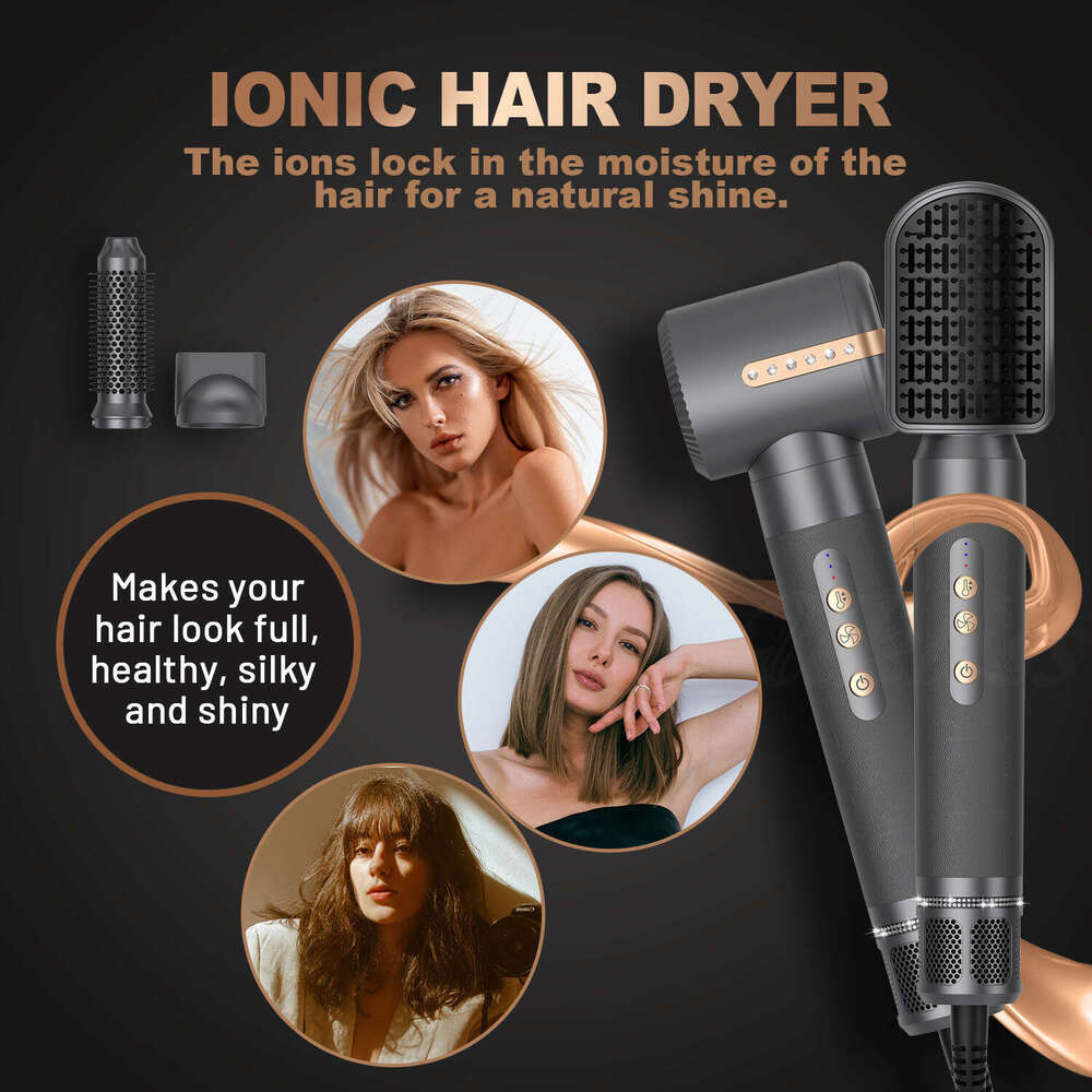 Famous Brand Cross Border In High Speed Dryer Multi Functional Hot Air Comb Straightening Hair Styling Self Suction Curling Iron CKS