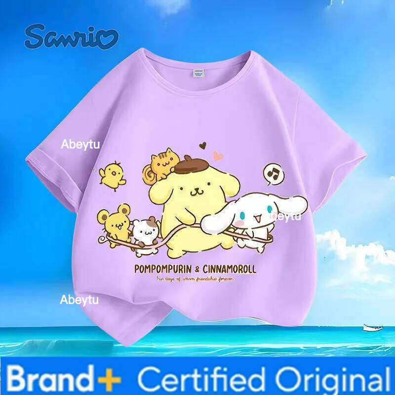 Sanrio Summer Baby Girls Clothes Top Kid Boy Cartoon Printed Sweatshirts Children Fashion Pullover Short Sleeve T-shirts H2601201