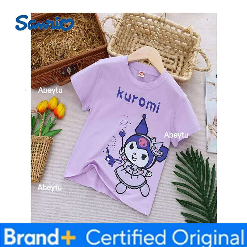 Sanrio Girls Summer Style Short Sleeve Cartoon T-Shirt Base Layer Top for Kids H260120