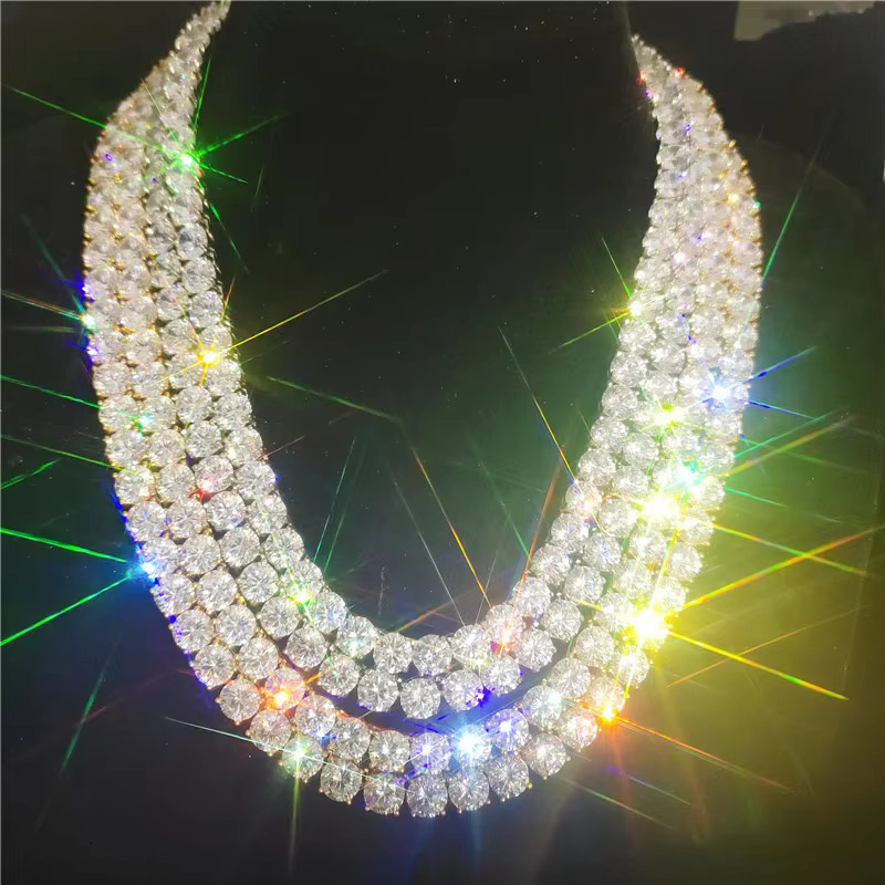 Factory Wholesale 925 Sterling Silver Vvs Moissanite Diamond Tennis Chain Necklace Cuban Link Chain Women Fine Jewelry 3mm 4mm