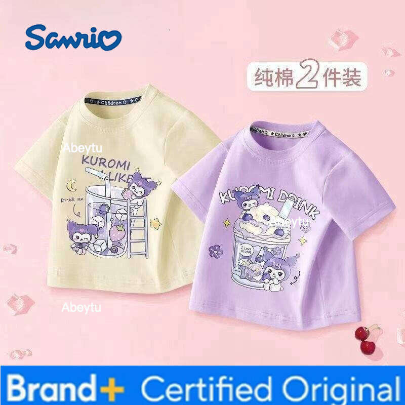 Sanrio 2PCS Baby Girls Cotton Top Kid My Melody Printed Children Autumn Fashion Short Sleeve T-shirt Boy Clothes H260120