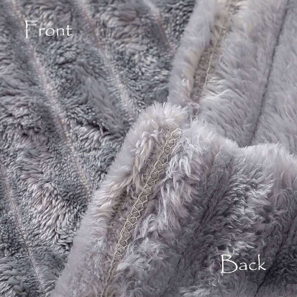 Flannel Poncho 70x100cm Grey Ribbed Striped Soft Warm Throw Blanket for Sofa Couch Office Home Travel Cozy Shawl Wrap W260120