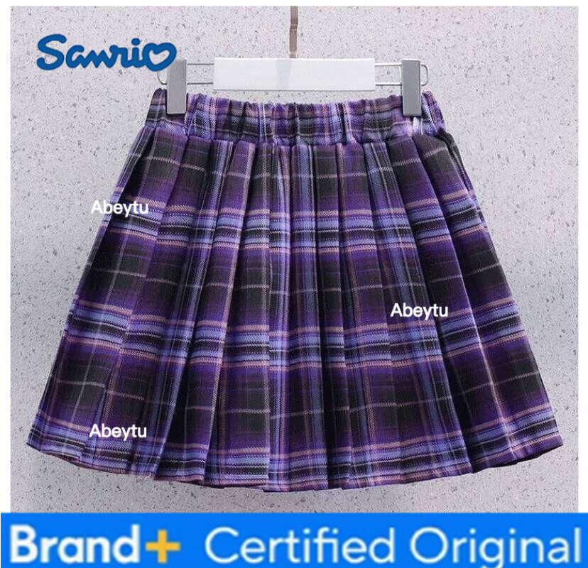 Sanrio Kawaii Kuromi Children T-shirt Pleated Skirt Two Piece Set MINISO Anime Lovely Student Summer Fashion Printing JK Uniform New H260120