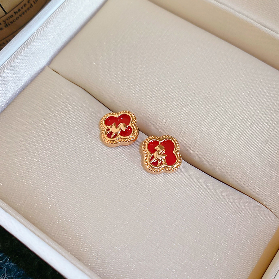 Chinese Style Red Gourd for Women, Autumn and Winter Exquisite Small Micro Inlaid Zircon Earrings, Elegant Versatile New Earrings - view 6