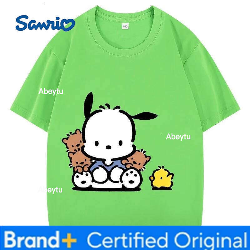 Sanrio Children's T-shirt Printed Pochacco Tops for Boys Loose Tees Cute Simple Style Cartoon Girl Clothing H260120