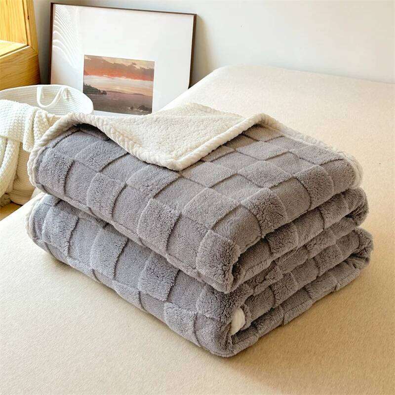New winter thick Tafu home four season nap checkered lamb velvet blanket, flannel blanket W260120
