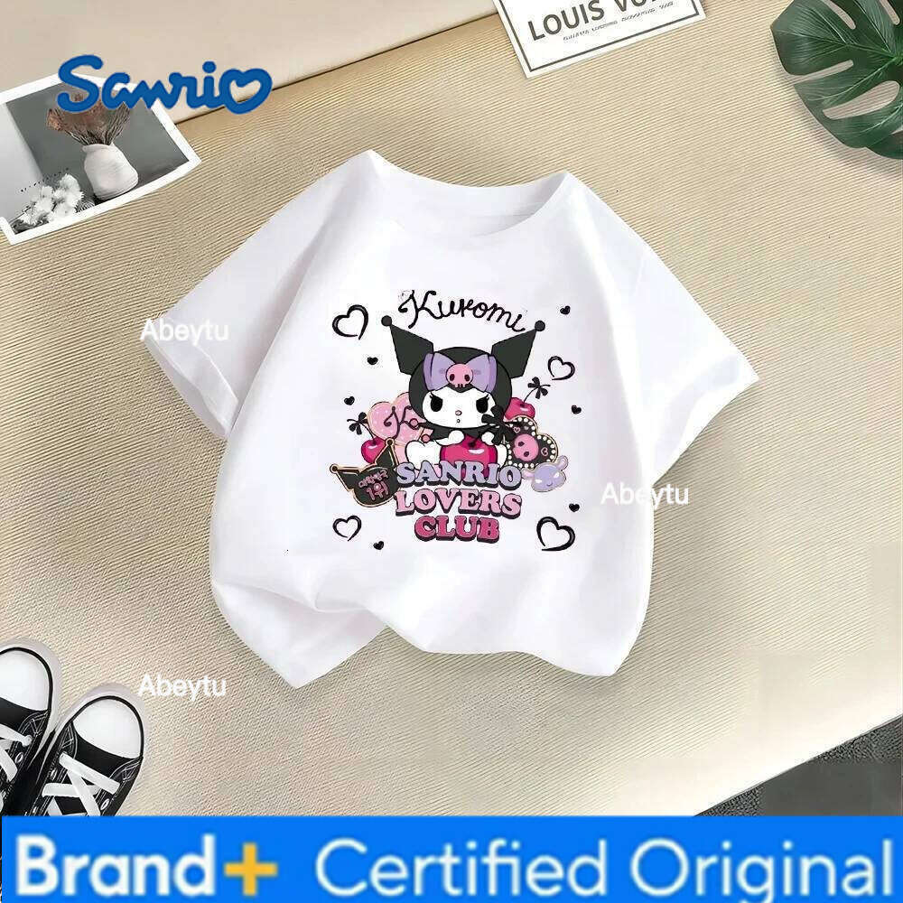 Sanrio Playful Kulomi Summer Cute Cartoon Anime Printing Boy Girl T-shirt Fashion Casual Children's Clothing H260120