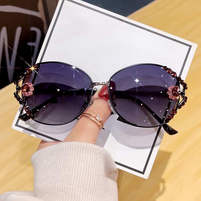 Luxury Brand Designer Sunglasses New Polarized Sunglasses UV Protection High-End Metal Fashionable Rhinestone Luxury Slim Trendy Style