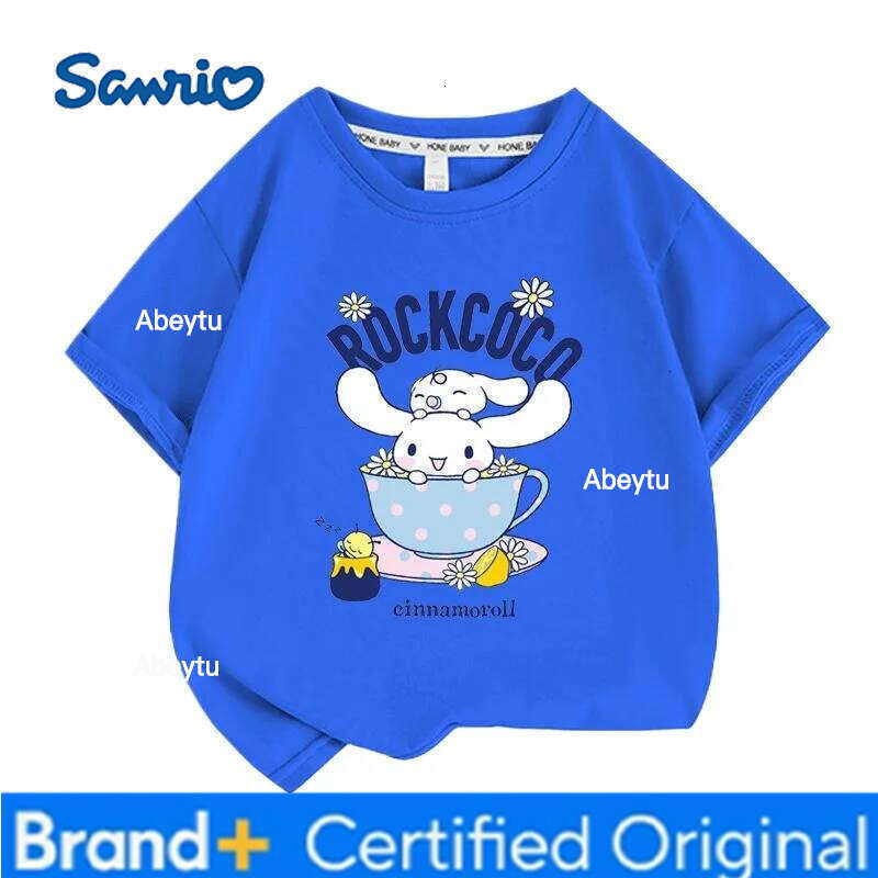 Sanrio Summer Baby Girls 100% Cotton Clothes Kid Children Boys Cinnamoroll Printed T-shirts Cartoon Short Sleeve Top Outfits H260120
