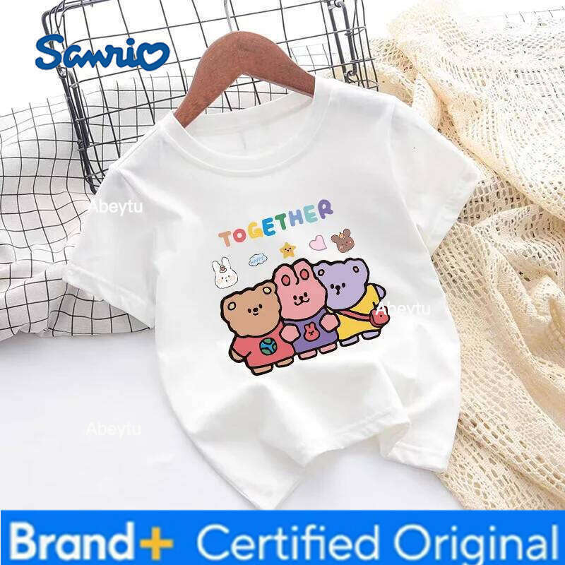 Sanrio Summer Children Sweet Kunomi Printed Top Kids Clothes Baby Girls Cute Short Sleeve Crewneck T-shirt Kid Wear H2601201