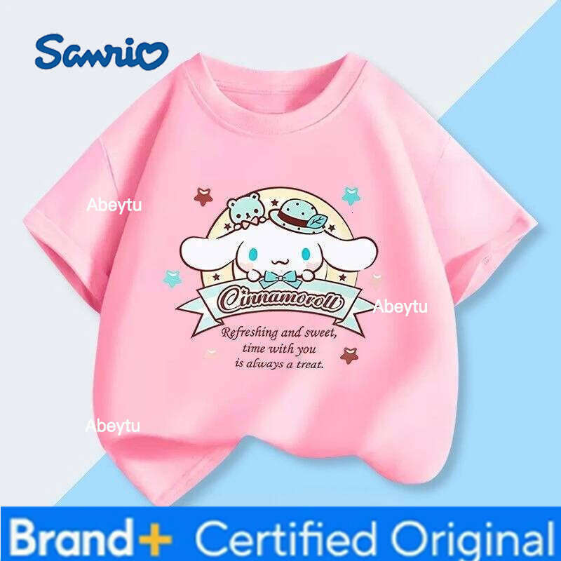 Sanrio Summer Hot Sale Cinnamoroll Kids T-shirt Comfort Loose Breathable Machine Washable Low Maintenance Tops H260120