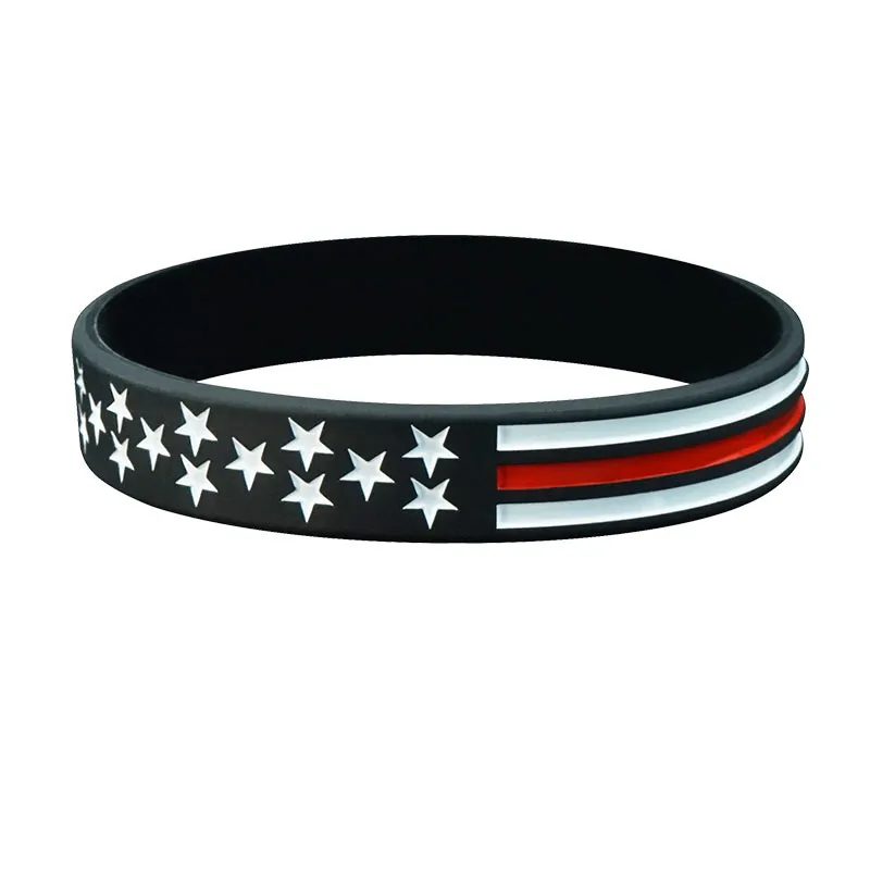 Wholesale USA Thin Blue e American Flag Bracelets Silicone Wristband USA bracelet