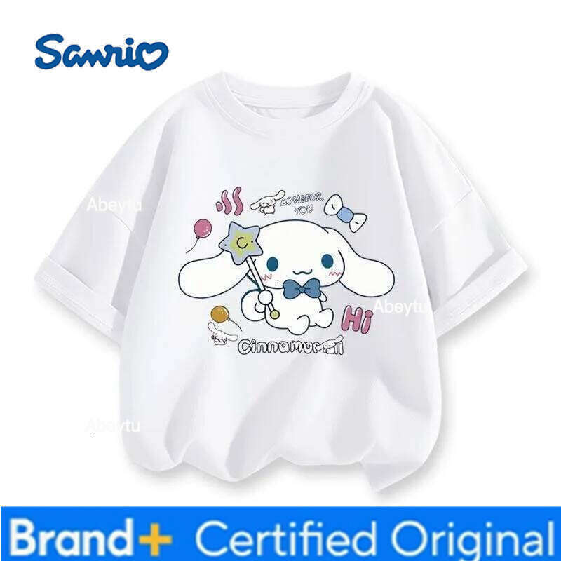 Sanrio Limited Time Special Offer New Cinnamoroll Kids T-shirt Crew Neck Loose Breathable Sweat-wicking Comfortable Tops H260120