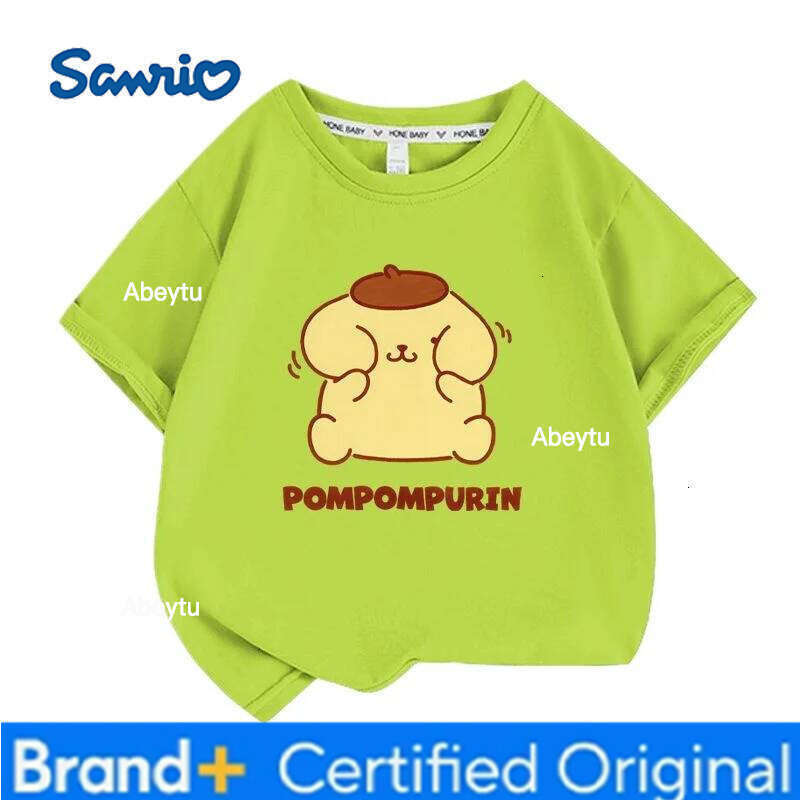 Sanrio Summer Baby Girls 100% Cotton Clothes Kid Children Boys Pompompurin Printed T-shirts Cartoon Short Sleeve Top Outfits H260120