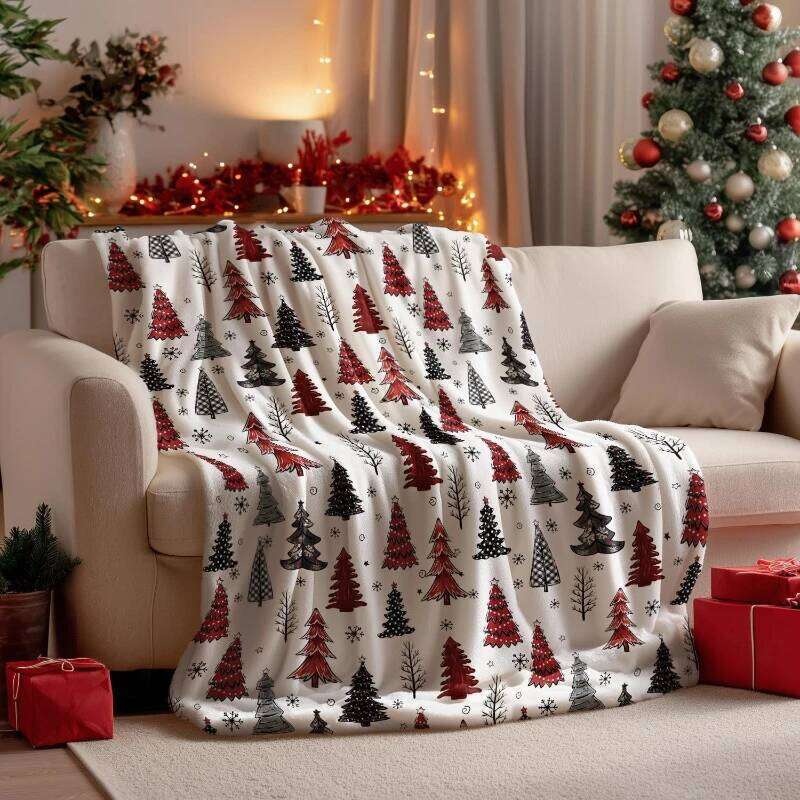 Christmas Flannel Blanket Throw Red Reindeer Soft Fuzzy Plush Cozy Blankets Couch Sofa Bed Lounging Ideal Gifts for FAMILY W260120