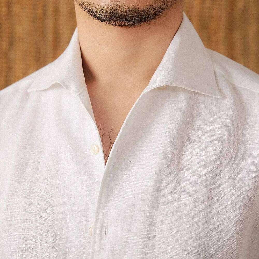 Mr. Lu San Summer Light Breathable 100 Linen One-Piece Collar Long Sleeve Gentry All-Match White Shirt Men Mdng260120