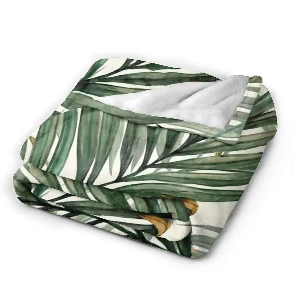 Flannel Throw Palm Leaves Blankets Soft Bedspread Warm Plush Blanket for Bed Living room Picnic Travel Home Couch W260120